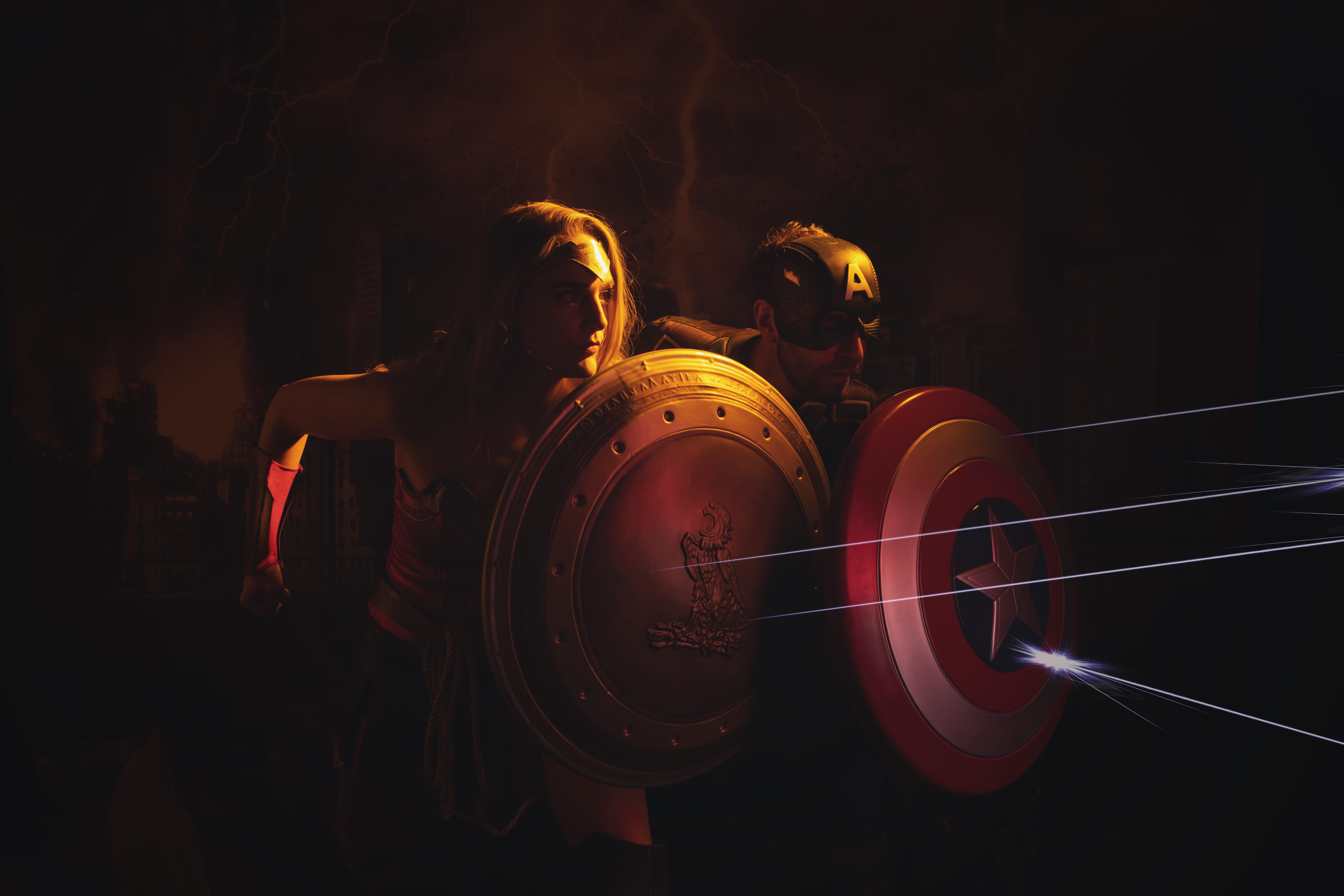 Couple costume Captain America avec bouclier