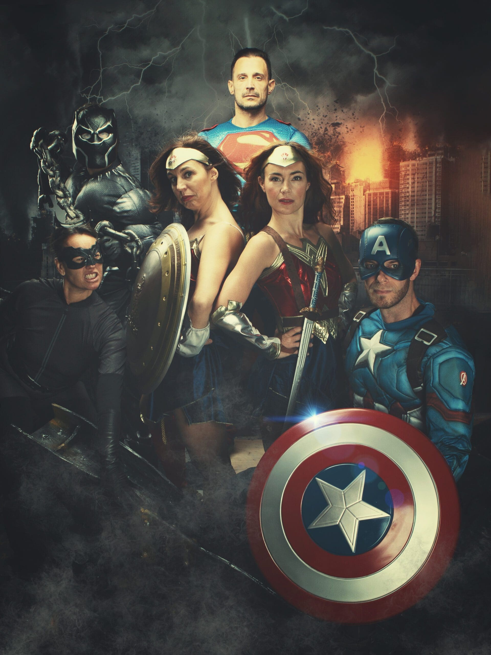 Groupe d'amis super-héros affiche de film Nice