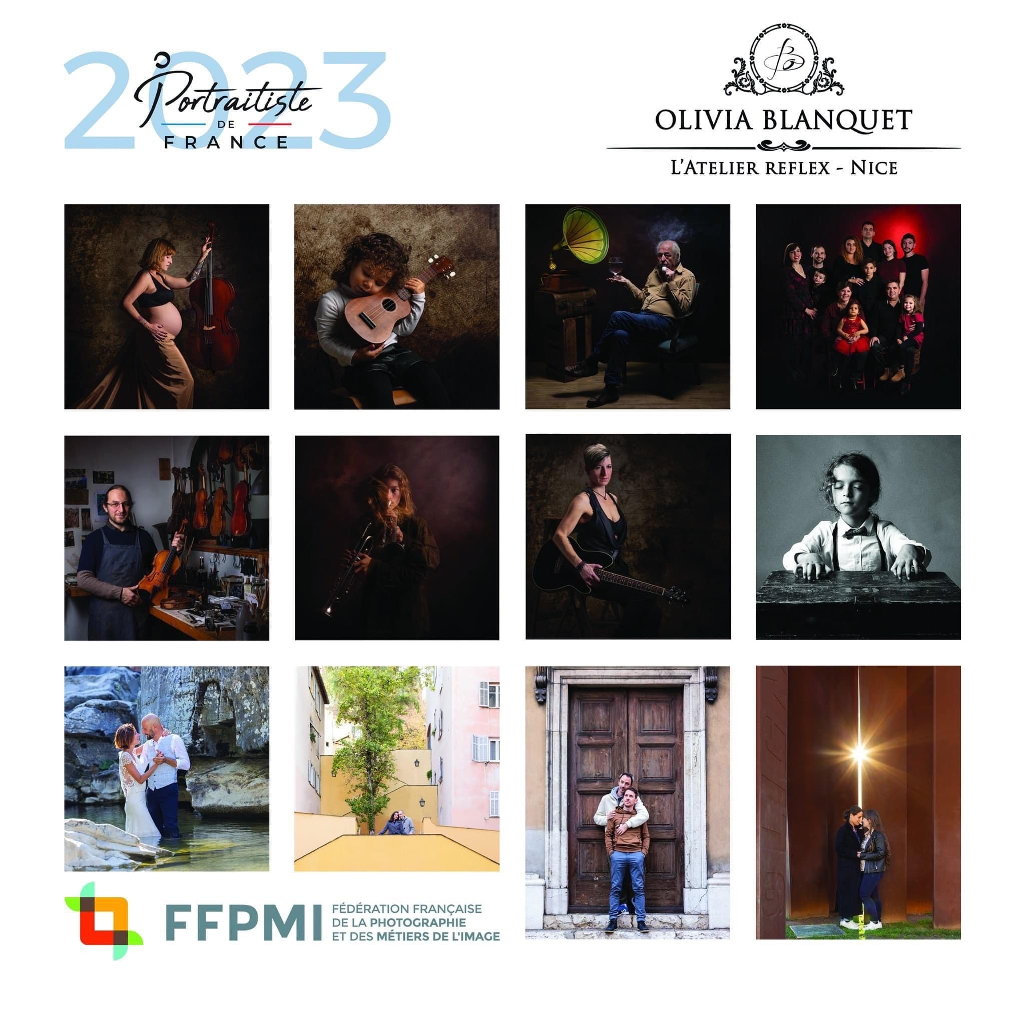 Grille de portraits de la photographe Olivia Blanquet, Titre de Portraitiste de France 2023.